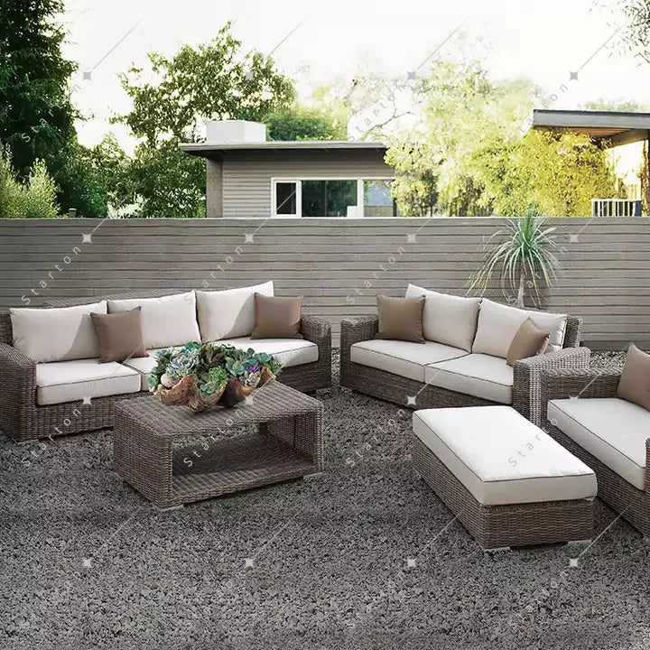 Luxury Modern Outdoor Aluminium Modular Waterproof Wicker Lounge Furniture Set Rattan Garden Sofas Set