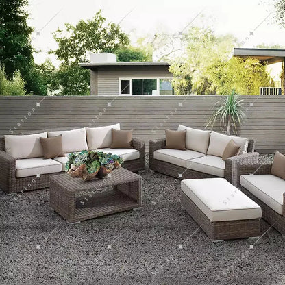 Luxury Modern Outdoor Aluminium Modular Waterproof Wicker Lounge Furniture Set Rattan Garden Sofas Set