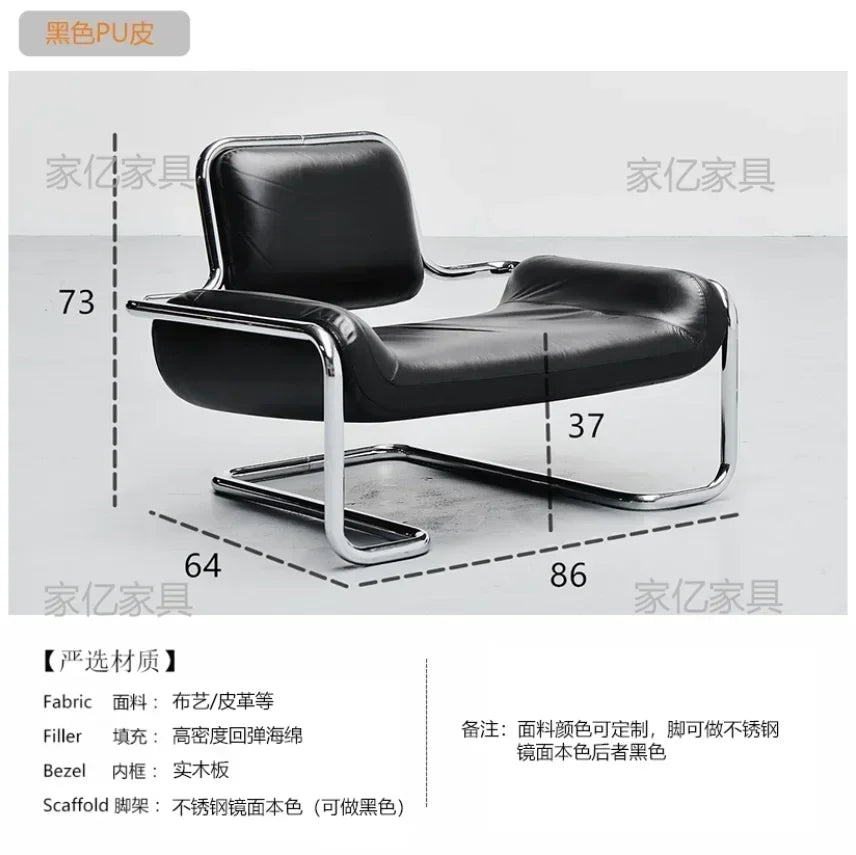 LXArrivals Modern Creative Convex Chair Stainless Steel Frame Casual Seat Living Room Simple and Light Luxury LeatheSSS
