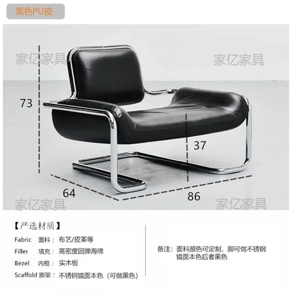 LXArrivals Modern Creative Convex Chair Stainless Steel Frame Casual Seat Living Room Simple and Light Luxury LeatheSSS