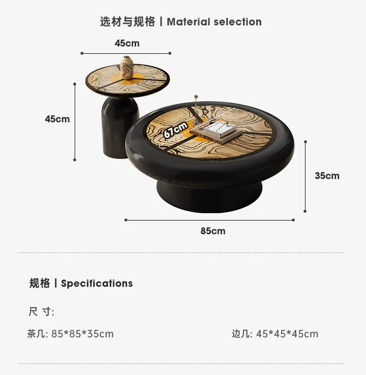 yj39 Vintage Style Living Room Solid Wood Coffee Table Set Irregular Simple Light Luxury High-End Coffee Table