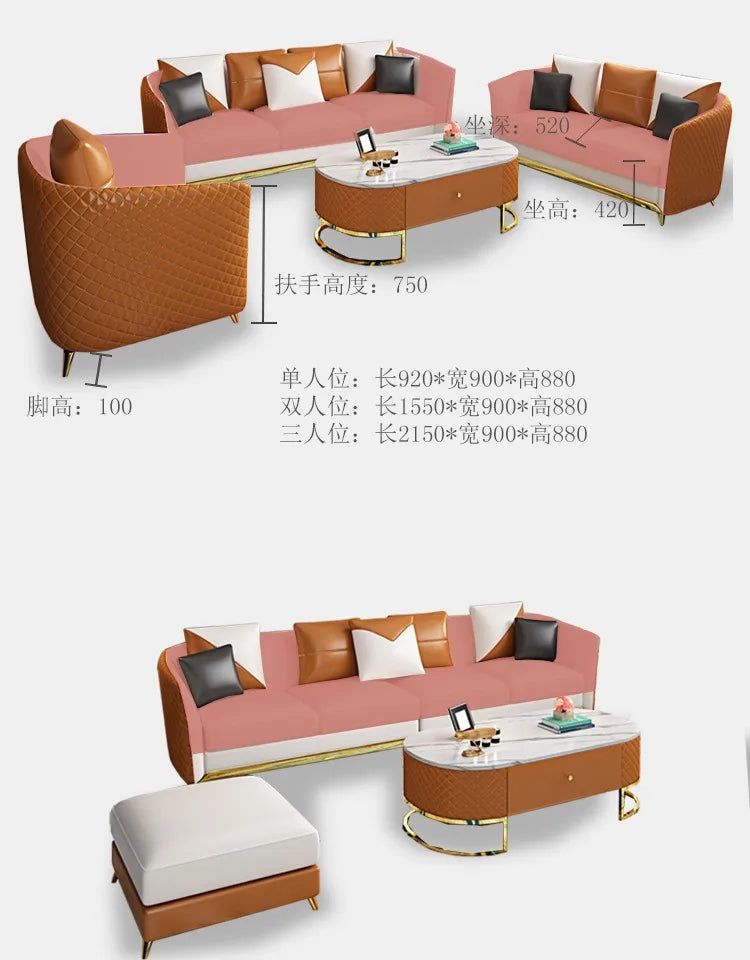 Designer Genuine Leather Sofas Fancy Modern Luxury Individual Loveseat Sofa Sectional Italian Sofy Do Salonu Home Furniture