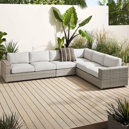 Rattan Furniture Modern Style L Shape Patio Outdoor Sofa Garden Rattan Wicker Furniture Lounge Sets