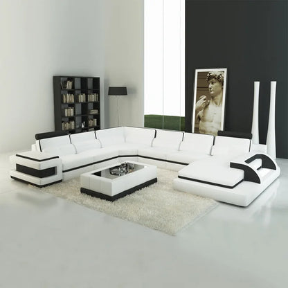 Modern creative living room sofa U-shaped corner leather sofa for large apartment
