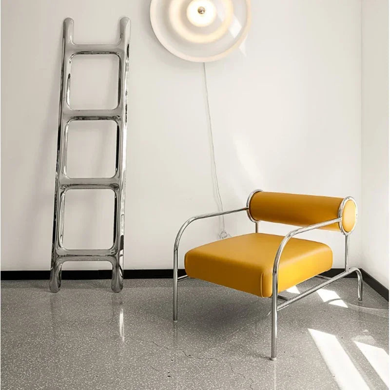 Second-hand Designer Living Room Chair Forhome Modern Soft Backrest Armrest Chairs Minimalist Metal Leisure Chair for Garden G