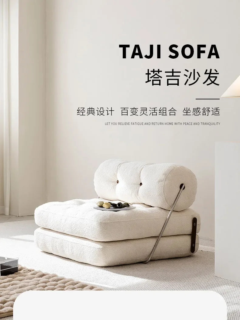 Convertible Folding Fabric Sofa Chair Bed with Reclining Backrest