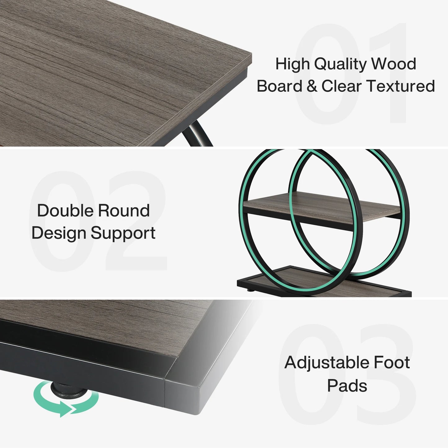 Tribesigns End Table, Narrow End Table with 3 Storage Shelves, Wood Side Table with Black Metal Frames, Industrial Sofa table