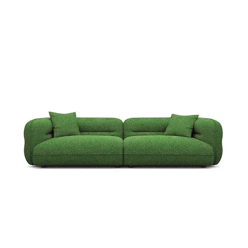 Cream style sofa, simple curved corner combination lamb wool sofa