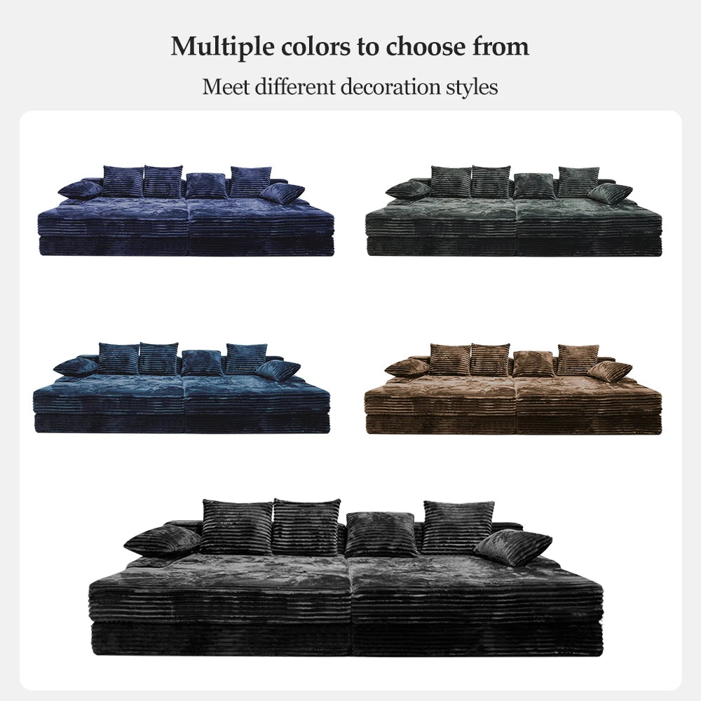Ultra Vacuum Rolled Couch for Villa Upholstered Furniture Set Super Large & Super Soft Pure Sponge Fabric Compressed Sofa