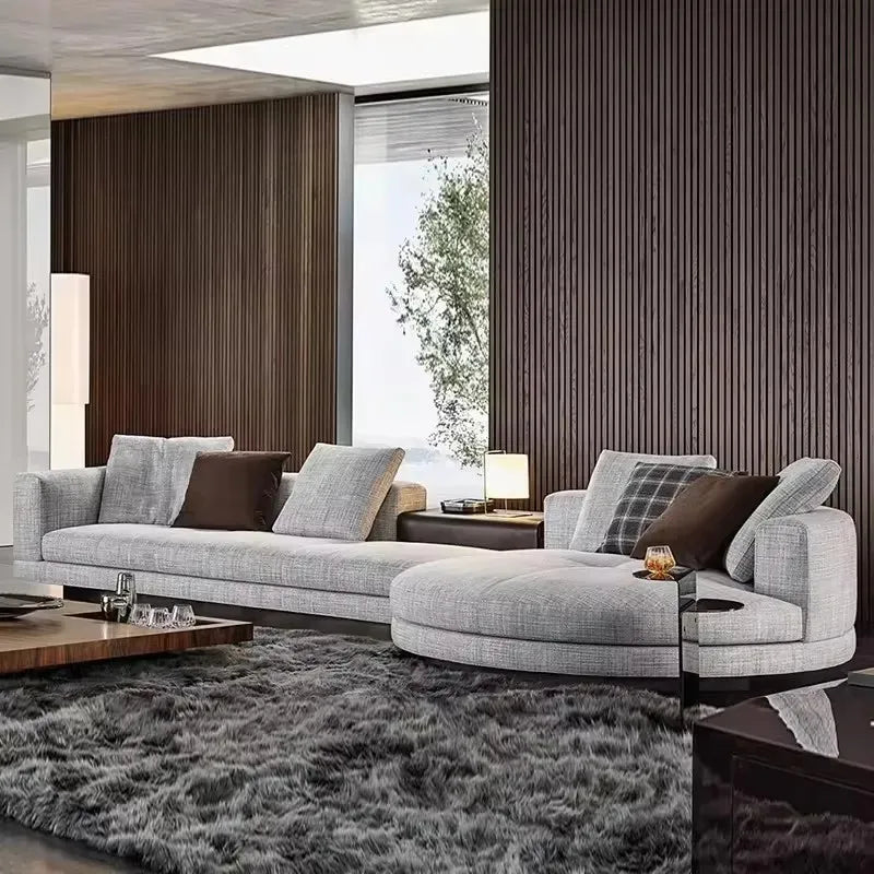 Italian Designer's Light Luxury and Minimalist Corner Living Room Fabric Sofa Combination Creative Furniture Hotel Coffee Shop