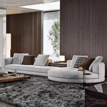 Italian Designer's Light Luxury and Minimalist Corner Living Room Fabric Sofa Combination Creative Furniture Hotel Coffee Shop