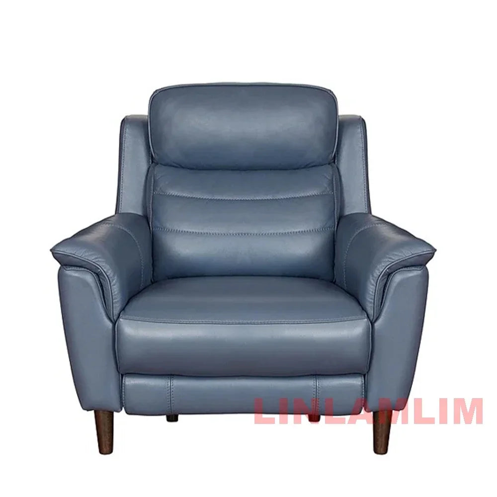 MANBAS Luxury Power Reclining Sofa - Modern Genuine Leather 3-Seater Couch with Footrests & USB, Electric Recliner Home Theater