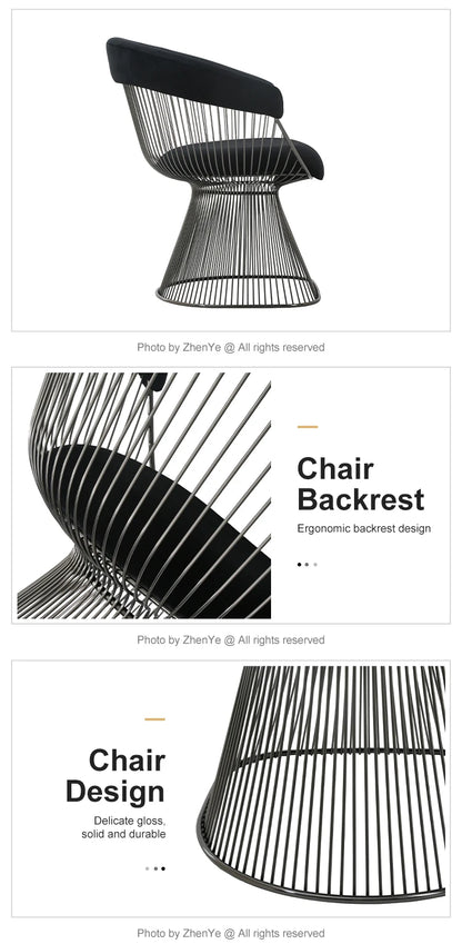 Classical Black Stainless Steel Velvet Upholstery Modern Living Room Single Sofa Chair Designer Lounge Chair Armchair
