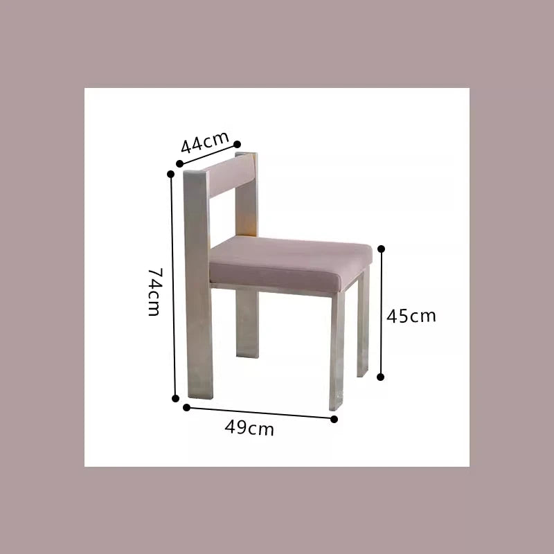 European Style Light luxury Retro Home Use Stainless Steel Dining Chair Advanced Design Living Room Bedroom Leisure Single Chair