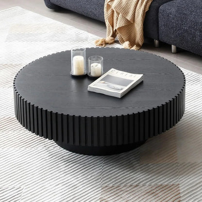 31.49" Matt Round Coffee Table, Nesting Pedestal Coffee Tables for Living Room Farmhouse Mid Century Modern Coffee Table