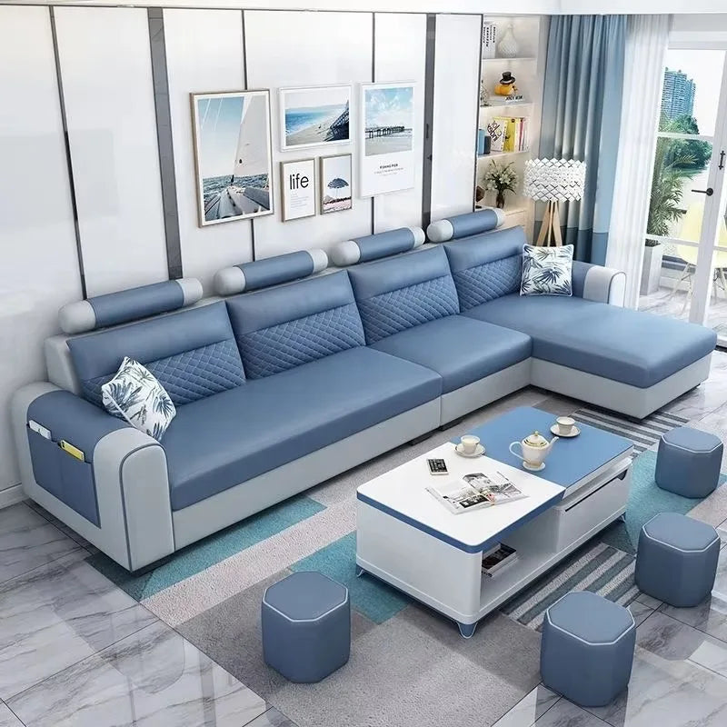 Modern Three-Seat Fabric Sofa Set Convertible Removable for Easy Care for Small Apartment or Modern Living Room for Villas