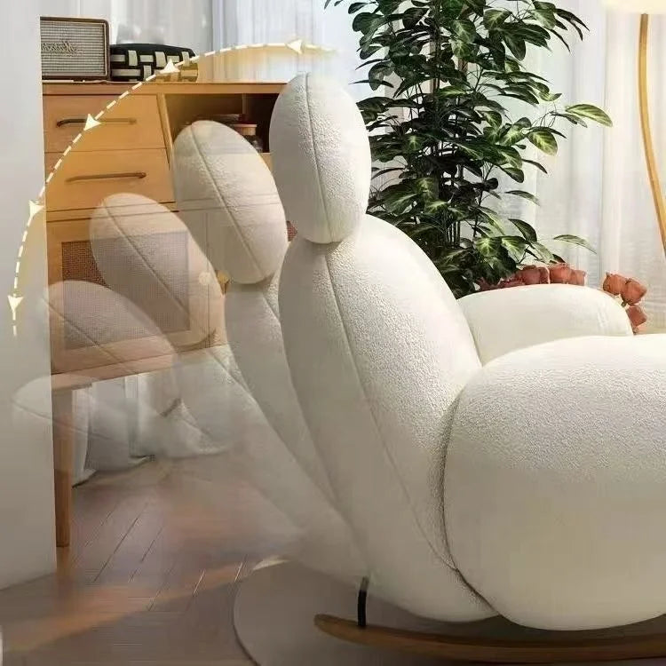 Big white Internet celebrity rocking chair lazy sofa single rocking cream living room lazy chair simple balcony bedroom