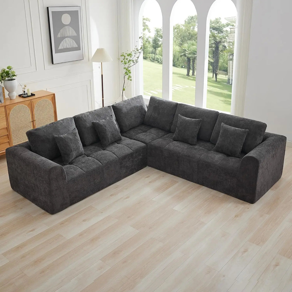 110''Modular Sectional Couches for Living Room, Compressed Sectional Sofa, Oversized L Shaped 5 Seater Upholstere