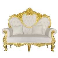 Gold Upholstered Classic Chaise Lounge Loveseat Comfortable Royal Throne Sofa  Wedding Chair Stainless Steel Chair Party ソファ