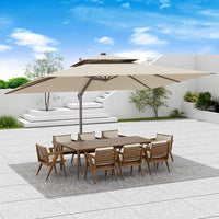 9x12 FT Patio Umbrella, Large Cantilever Rectangular Double Top Heavy Duty Offset Umbrellas with 360° Rotation, Outdoor shade