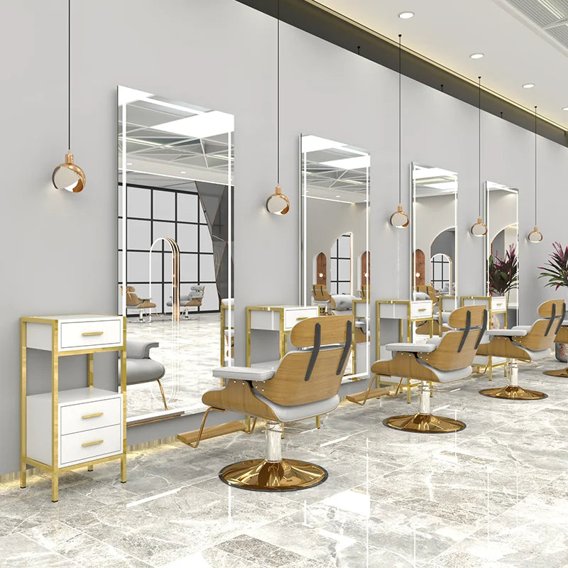 High-end Luxury LED Hairdressing Mirror Hanging Mirror Glass One Side Can Be Customized Size For Barber Shop