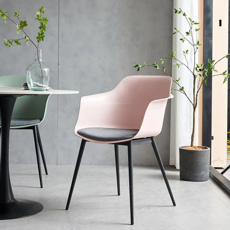 Modern Simple Living Room Chair Plastic Cushion Chair Home Restaurant Armchair Nordic Leisure Chairs Backrest Desk Chairs