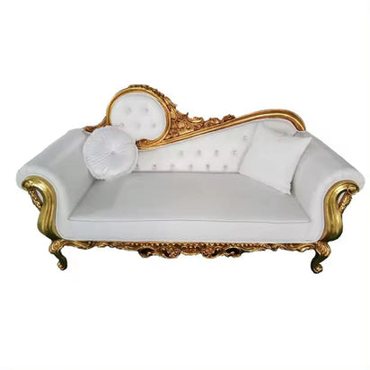 Modern European Style Luxury Golden Stainless Steel Leg King Throne Chair For Wedding Double Seat Leather Sofa for Hotel