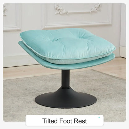 Swivel Accent Chair with Ottoman Set, Velvet Modern Lounge Chair with Metal Base Frame & Footrest, Comfy Lazy Single Leisure Arm