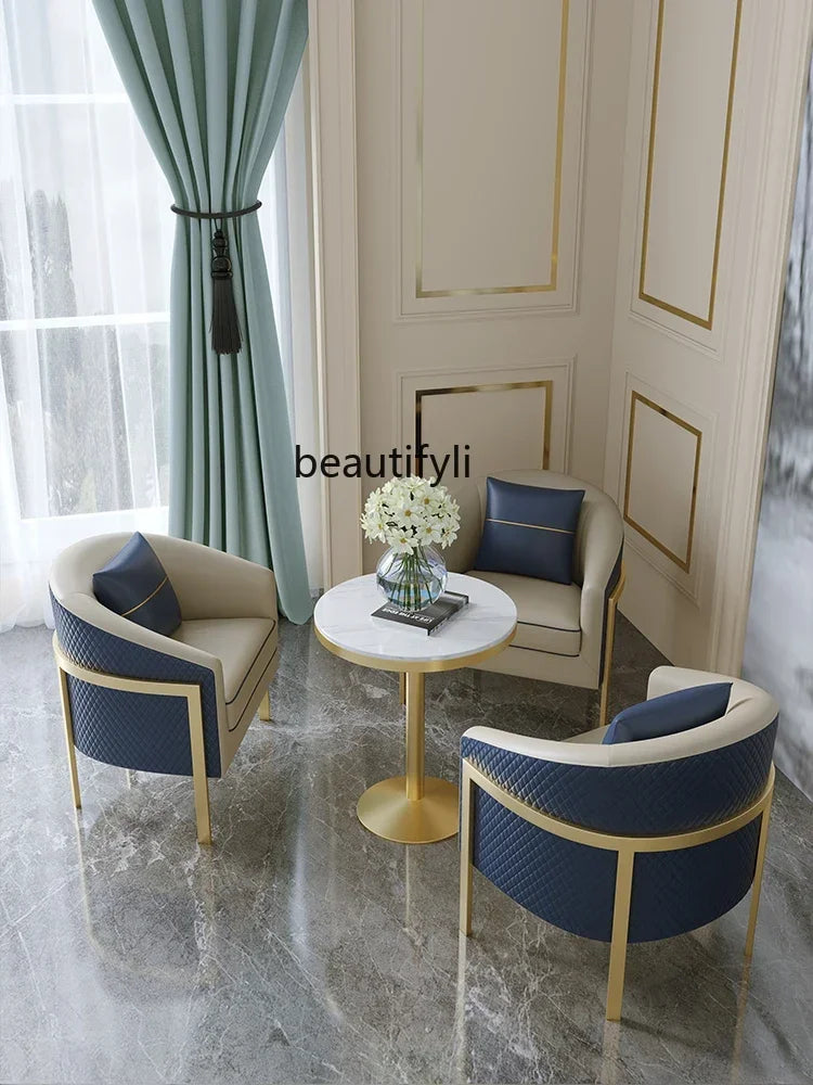 Bureau de vente de luxe léger, table et chaise de négociation, bureau de réception, petit canapé simple, combinaison de table basse