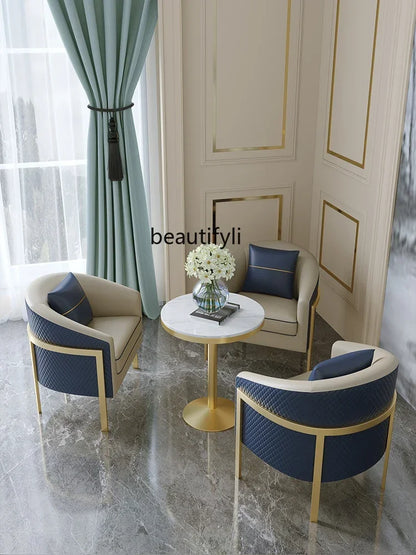 Bureau de vente de luxe léger, table et chaise de négociation, bureau de réception, petit canapé simple, combinaison de table basse