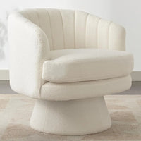 Swivel Accent Chair with Armrest, Modern 360 Degree Swivel Barrel Chair with Curve Back and Soft Cushion,Comfy Round Sherpa