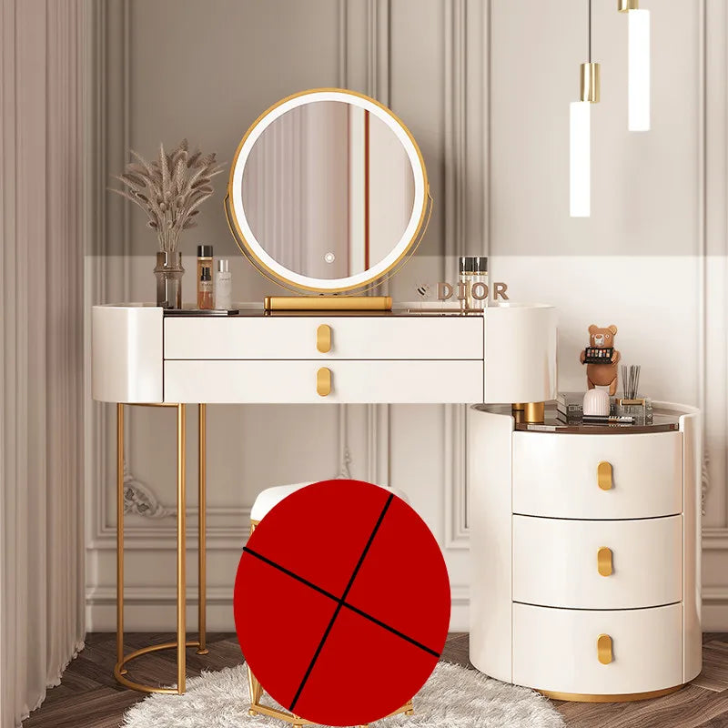 Solid wood new dresser glass bedroom modern simple style light luxury Internet celebrity small makeup table rock slab makeup
