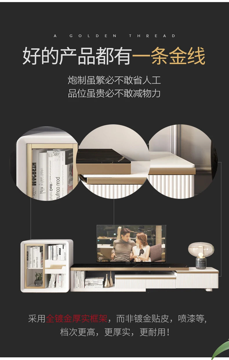 LXLight luxury rock slab coffee table Nordic simple modern round telescopic size coffee table
