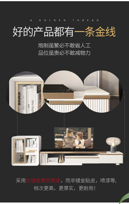 LXLight luxury rock slab coffee table Nordic simple modern round telescopic size coffee table
