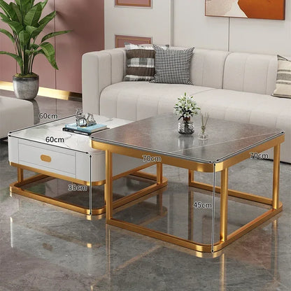 Glass Luxury Coffee Tables Bedside Centre Center Coffee Tables Gold Combination Nordic Basse De Salon Living Room Furniture