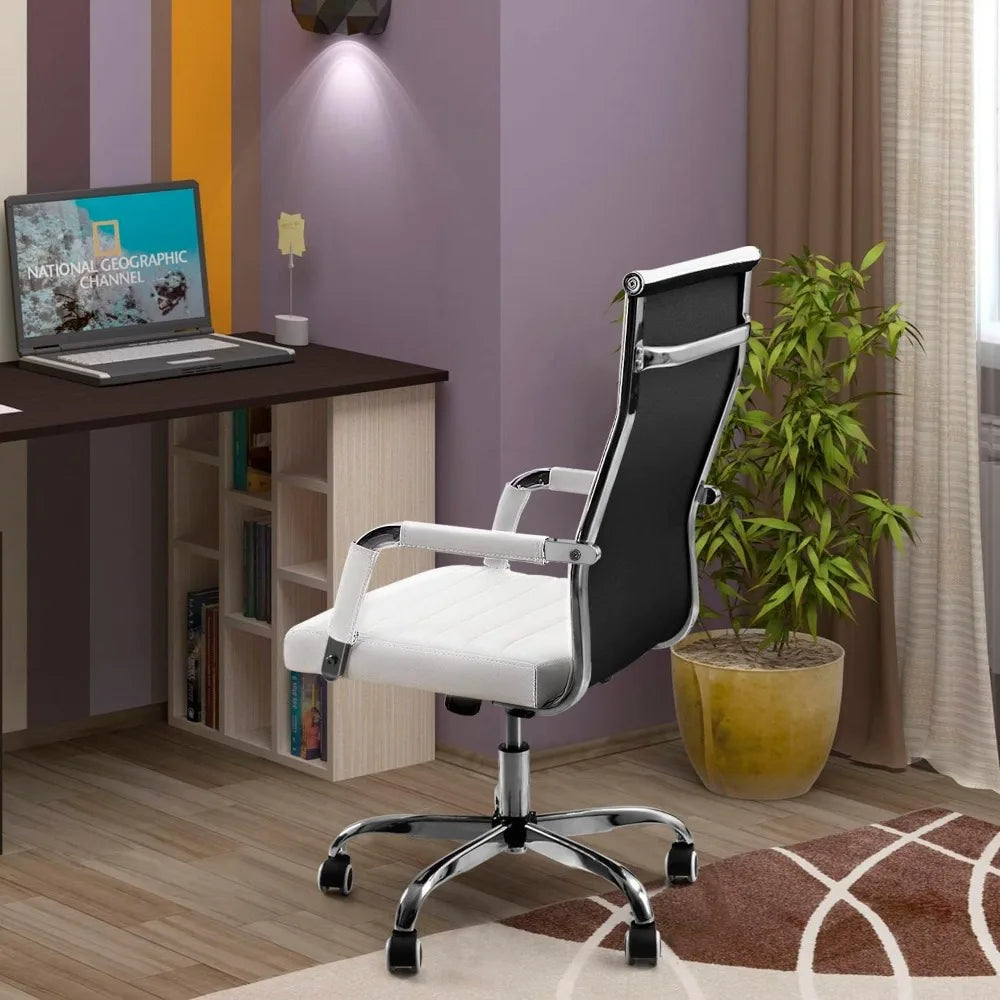 mid-back swivel armchair in white for office and conference rooms