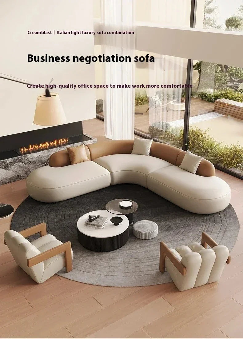 Curved Individual Living Room Sofas Corner Recliner Luxury Nordic Sofas Modern Cloud Single Floor Designer Wood Divano Furniture