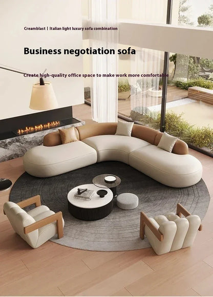 Curved Individual Living Room Sofas Corner Recliner Luxury Nordic Sofas Modern Cloud Single Floor Designer Wood Divano Furniture