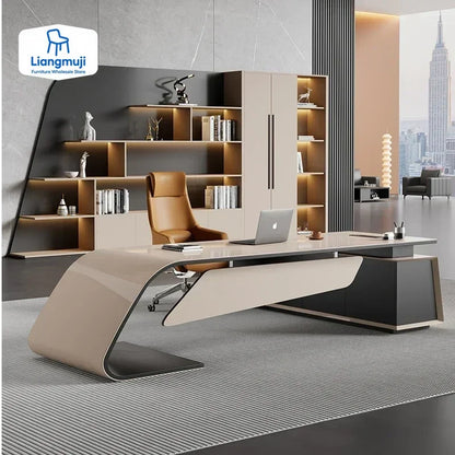 Designer Modern Office Desks Asthetic Luxury Storage Drawers Writing Executive Desk L Shaped Study Escritorios Office Furniture