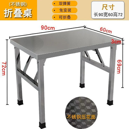 Square Folding Utility Table Home Restaurant Stainless Steel Dinner Tables Outdoor Indoor Portable Foldable Wedding Dining Table