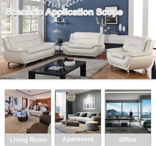 [Best Seller!]3 Piece Living Room Couch Set, Faux Leather Sofa Set, Modern Sofa Couch Set Living Room Furniture (Sofa+Loveseat+C