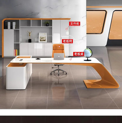 L Shaped Wooden Designer Office Desks Modern Luxury Drawers Large Computer Desks Asthetic Study Escritorio Office Furniture