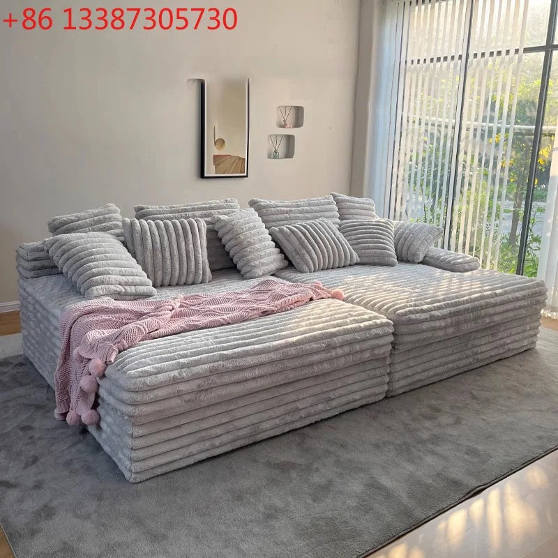 Minimal thick velvet compression sofa bed fabric lazy sofa