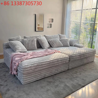 Minimal thick velvet compression sofa bed fabric lazy sofa