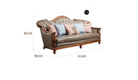 QQ132 American Style Genuine Leather Art Solid Wood Sofa Country  Light Luxury Retro European Style Combination Carved Solid Woo
