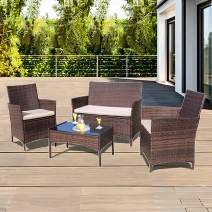 Modern PE Rattan Wicker Garden Furniture Set Stainless Steel Table & Chair for Outdoor Patio for Hotels Courtyards & Apartments