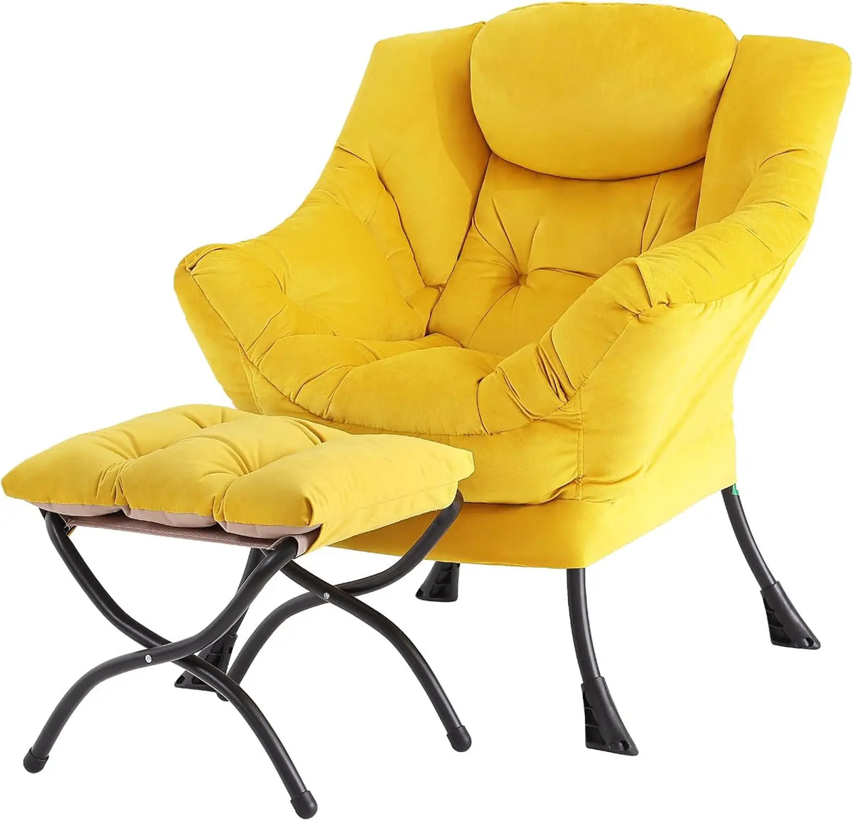 Modern Velvet Lounge Chair with Ottoman, Comfy Reading Armchair with Footrest for Living Room, Bedroom, Dorm