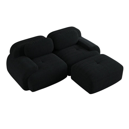 82'' Corner Sofa in Soft Cord Fabric, Modular Combined with Curved Armrests, Without Mounting, Highly Elastic Foam Upholstery