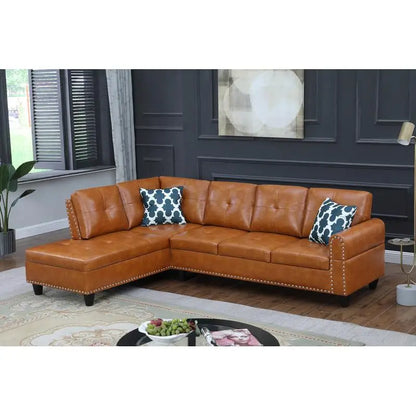 2-Piece Faux Leather Sectional Sofa - Stylish and Comfortable Living Room Furniture Set