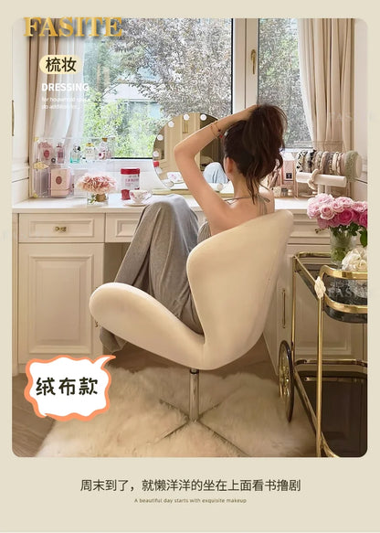 New Computer Chair, Home Bedroom Girls Makeup Chair, Comfortable Sedentary Dressing Table Stool, Sherpa Lift Swivel Chair